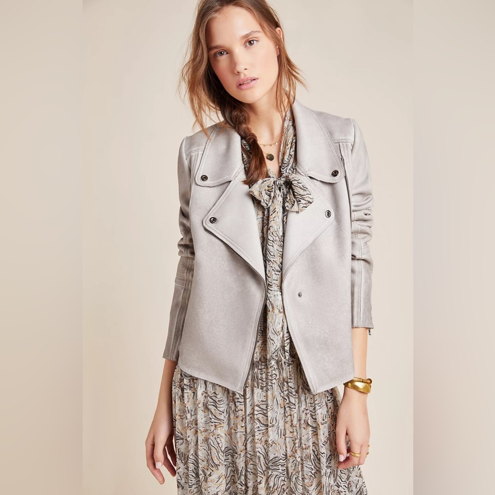 Anthro Marrakech Python Snake Gray Sueded Moto Ja… - image 1